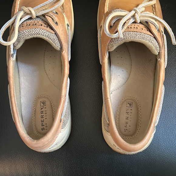 SOLD Sperry Top-Sider Womens 9 Leather Bluefish 2 Eye Linen/Oat Boat Shoe - Picture 6 of 11